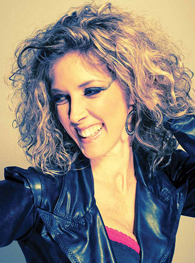 Melanie Lowe rehearsing for a live performance